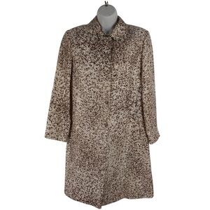 ELLEN TRACY Ivory with Brown Abstract Print Linen/Silk Lightweight Coat—Sz 6—NWT